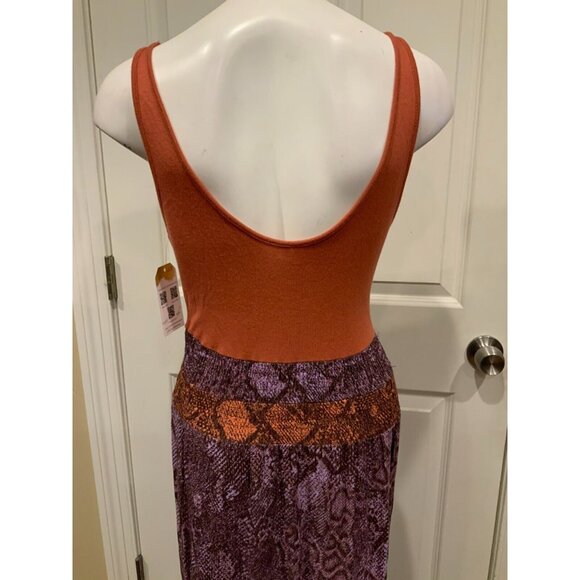 by Anthropologie Colima Maxi Dress Orange, Purple & Green Snakeskin, Size Small - Picture 6 of 9
